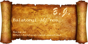 Balatonyi János névjegykártya